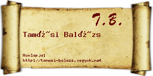 Tamási Balázs névjegykártya